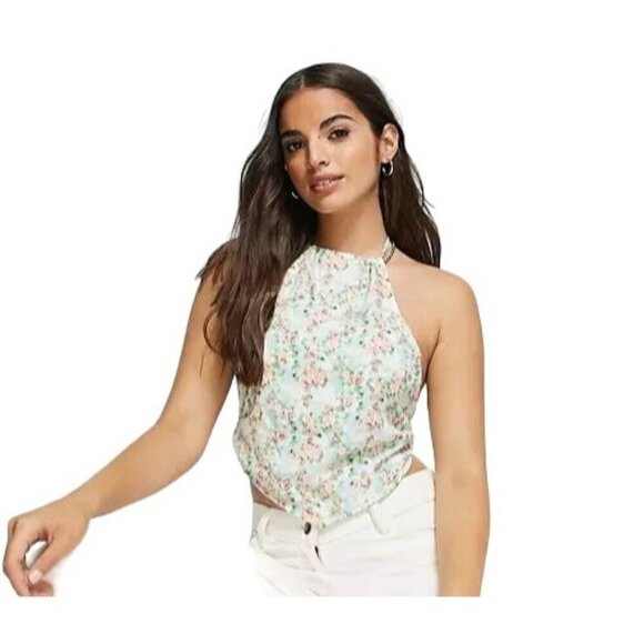 Daisy Street halter neck scarf top in Ditsy floral size Large - Picture 2 of 10